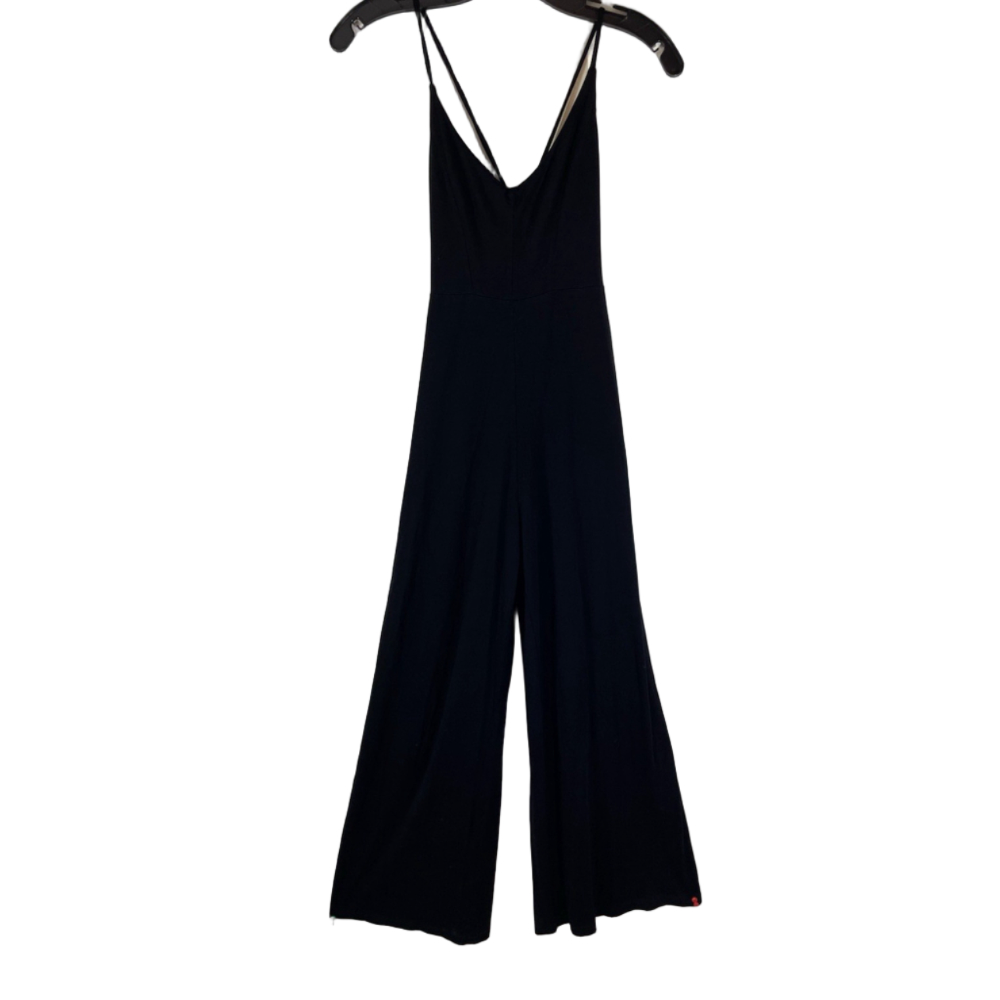 Pampelone Jumpsuit Women's XS Black Stretch Wide Leg Tie Straps Sleeveless Knit
